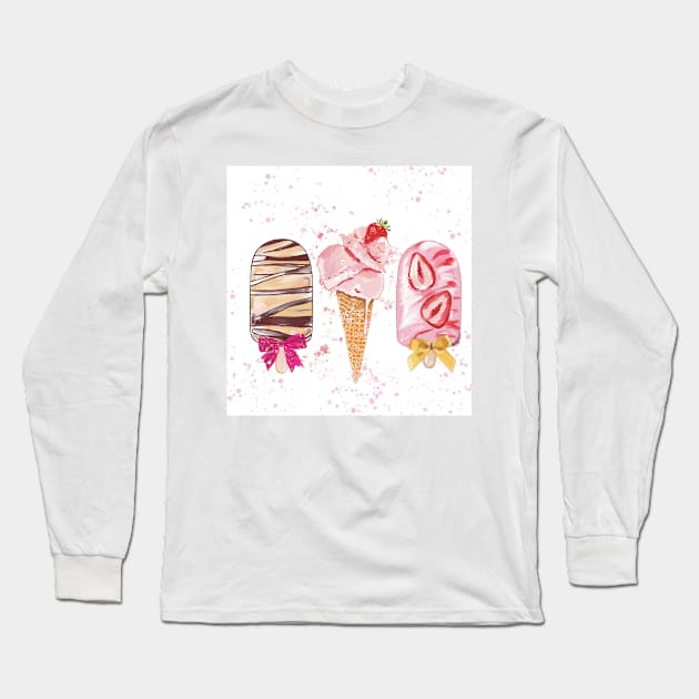 Strawberry & Chocolate ice creams Long Sleeve T-Shirt by Leamini20